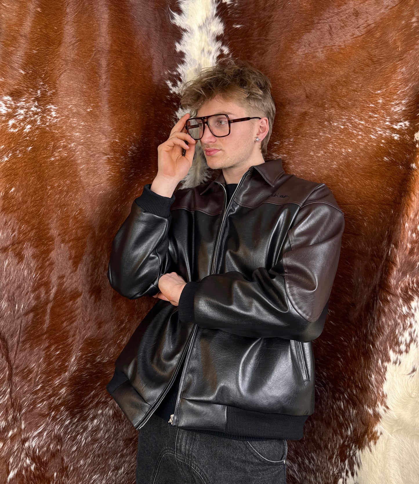 Leather Jacket - Black/Brown