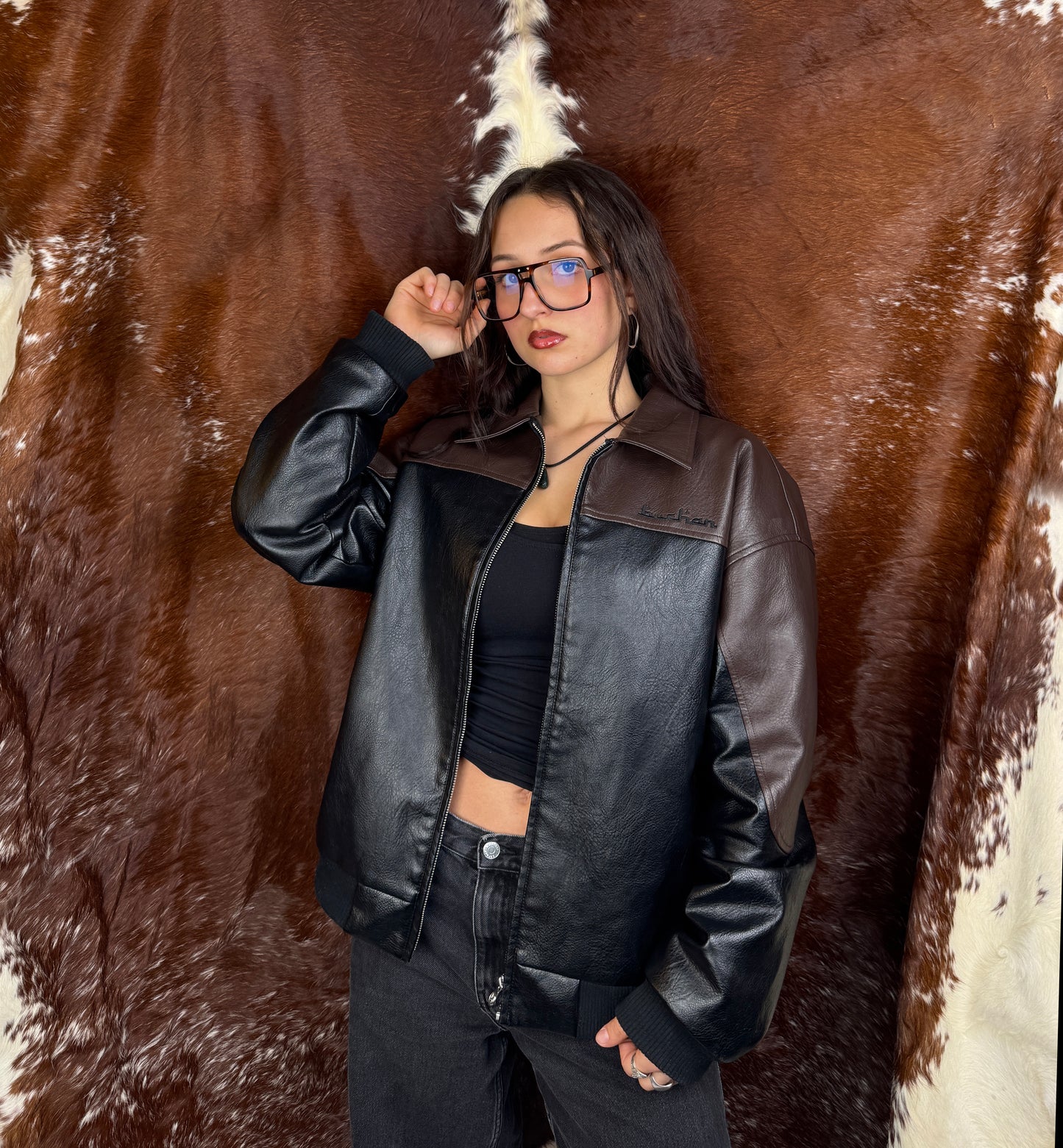 Leather Jacket - Black/Brown