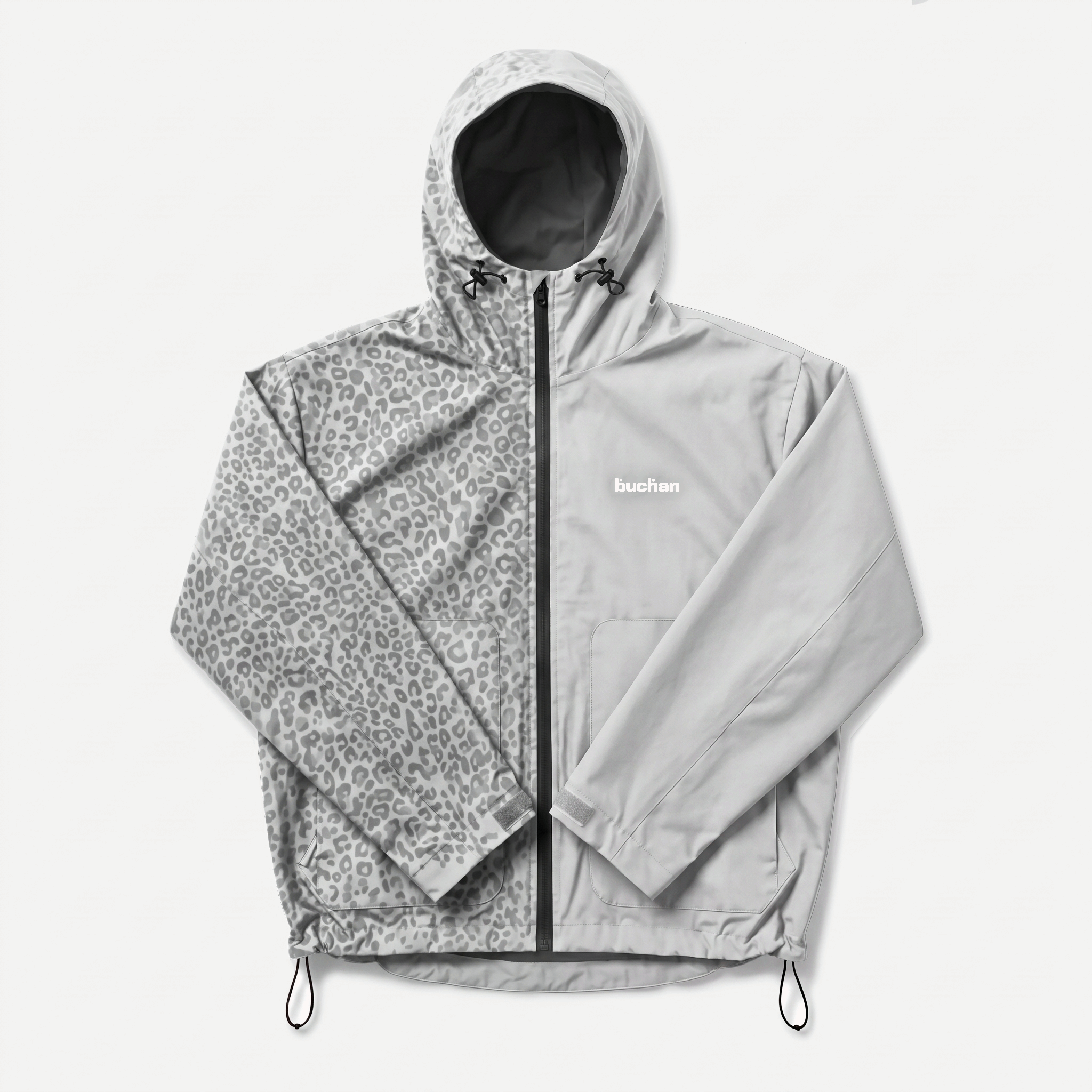 Water Reactive Cheetah Rain Jacket in Grey