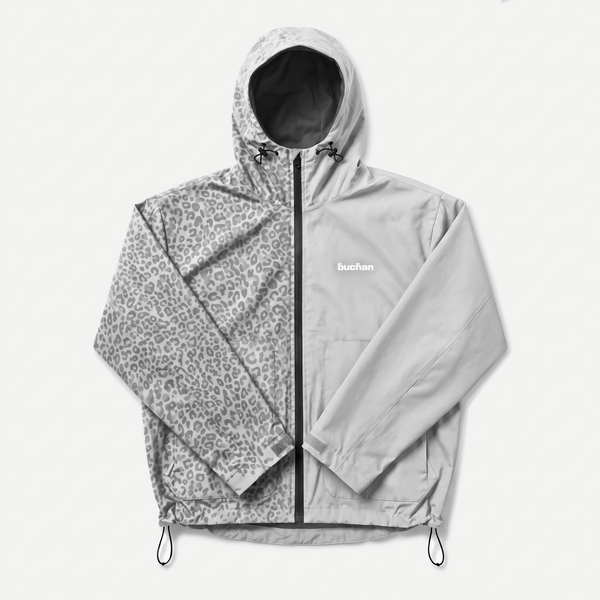 Water Reactive Cheetah Rain Jacket in Grey