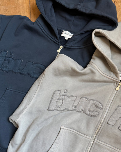 Distressed Big Logo Zip - Navy