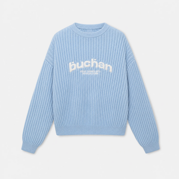 Ribbed Knit Sweater in Ice Blue