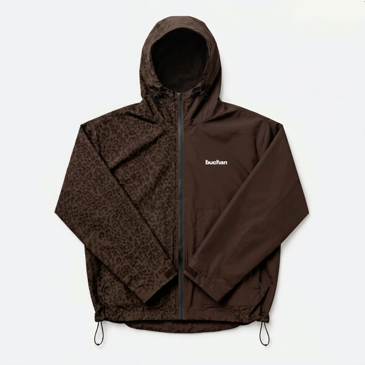 Water Reactive Cheetah Rain Jacket in Brown