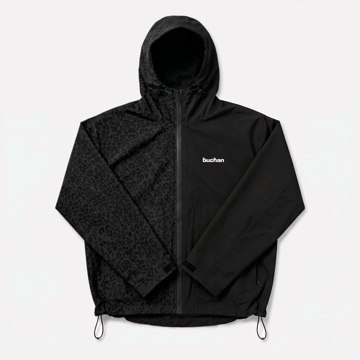 Water Reactive Cheetah Rain Jacket in Black