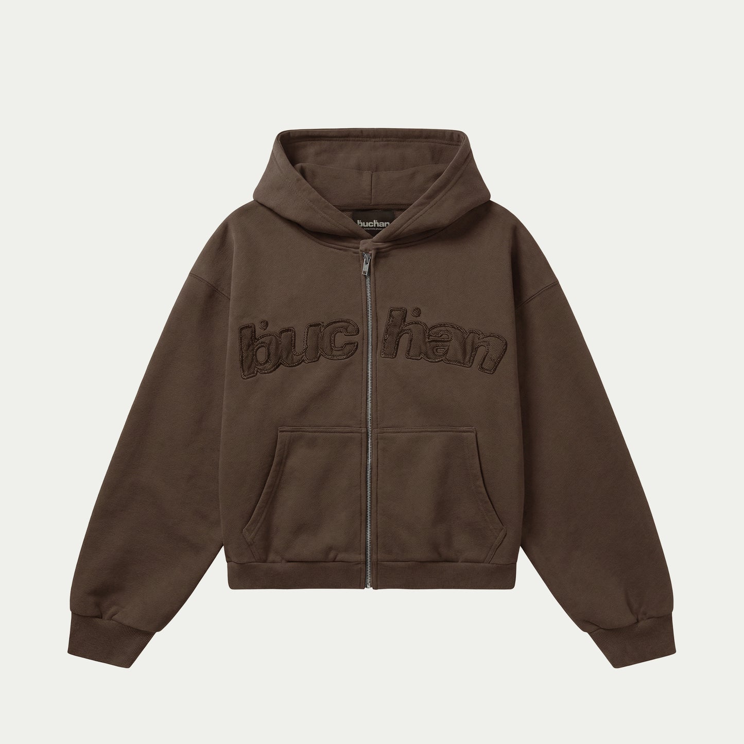 Distressed Big Logo Zip - Brown