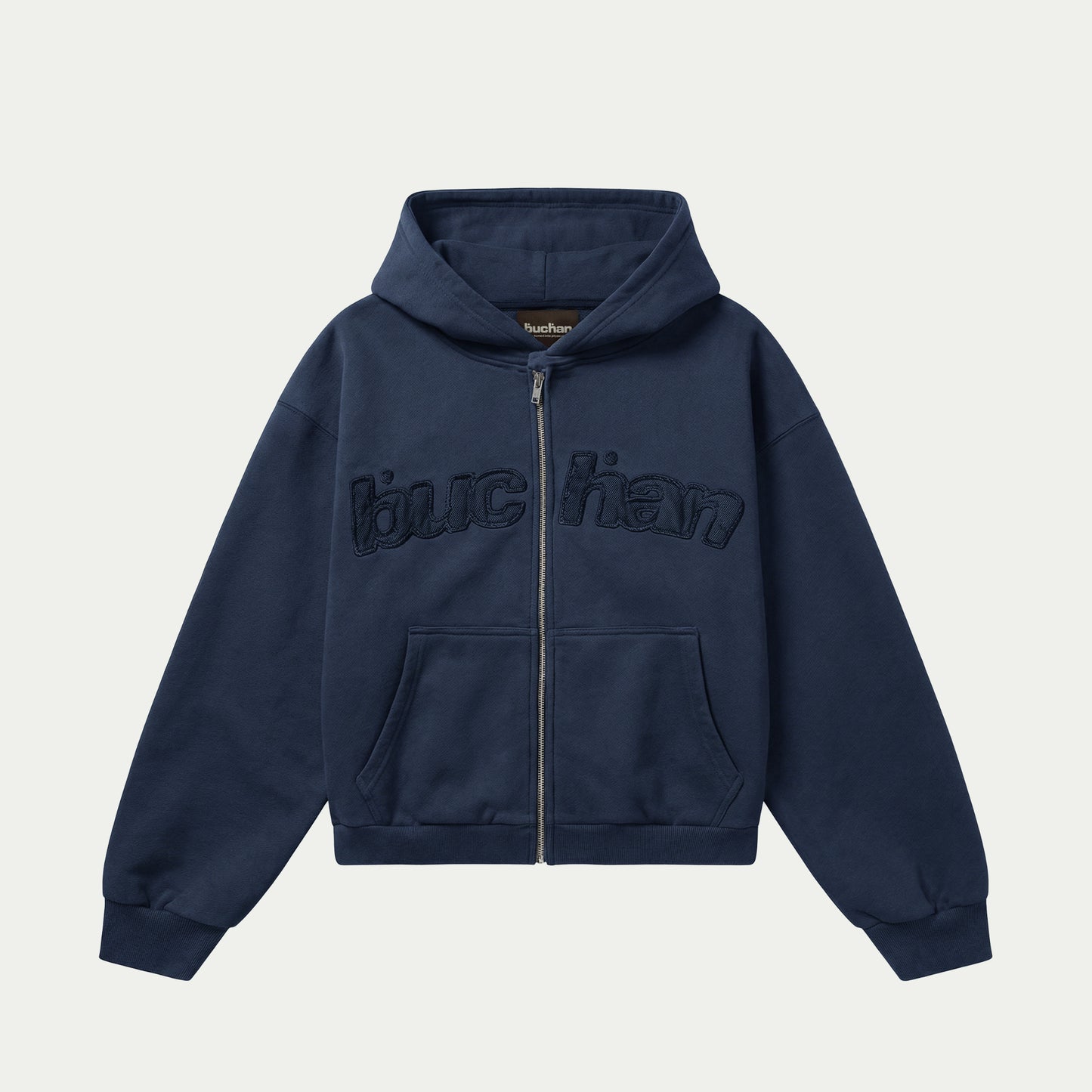 Distressed Big Logo Zip - Navy